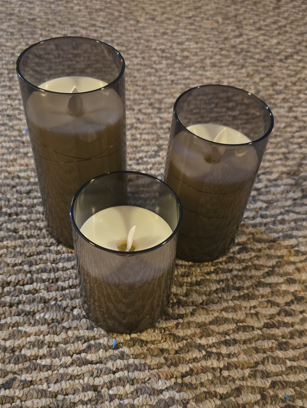 Smoked Glass LED Candle Set - Grey Hues